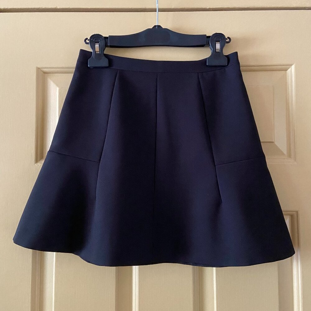 J Crew Black Fluted Mini Skirt Size 00